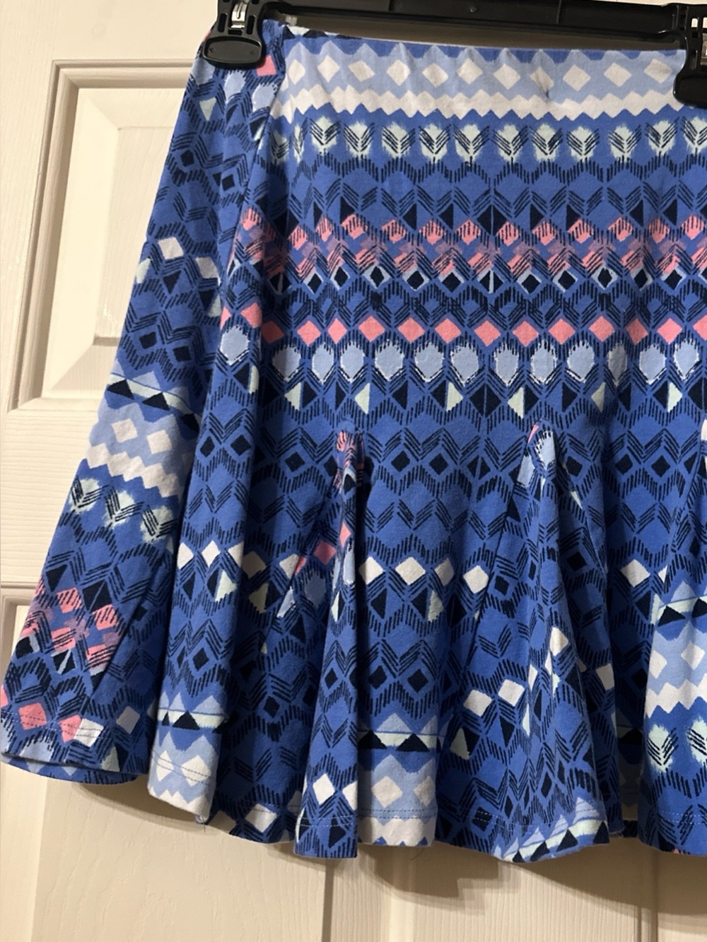 Lily Star Blue Patterned Circle Skirt with Pink & White Accents